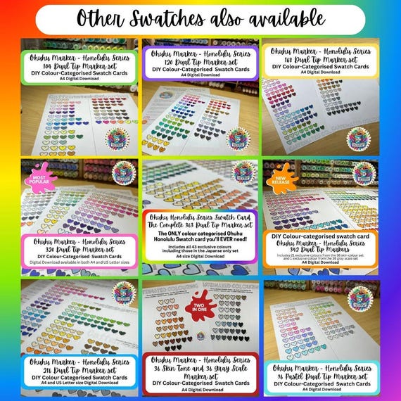 344 Ohuhu Honolulu Marker Swatch Card | A4 Digital Download
