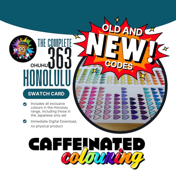 Ohuhu Honolulu Marker Swatch Card: 363 Color Chart (Digital Download) New and Old Codes