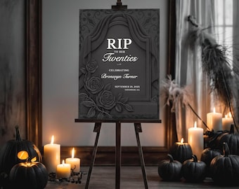 RIP to Her Twenties Invitation | Glam Gothic 30th Birthday (Digital Editable Template)