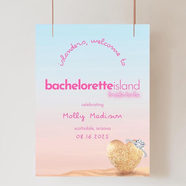 Tropical Bachelorette Party Welcome Sign | Editable Island Theme (Digital Download)