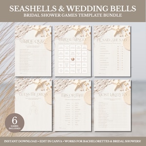 Seashell Bachelorette Party Games: Editable Bridal Shower Games (Digital Download)
