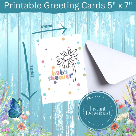Printable Baby Shower Card,Printable Baby Shower Card,Baby Shower Flower Card,Printable Baby