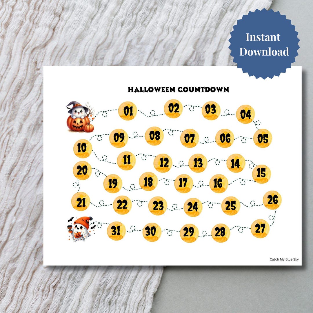 Easy DIY Halloween Countdown, Printable Halloween Countdown, Halloween ...