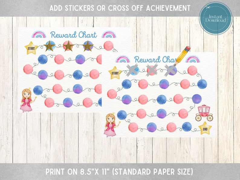Printable Reward Chart Childrens Princess Checkoff Daily Etsy