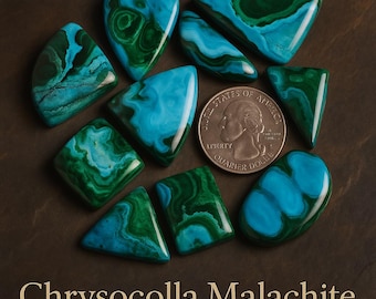 Chrysocolla Malachite Cabochon Mix: Polished Blue-Green Gemstones for Jewelry