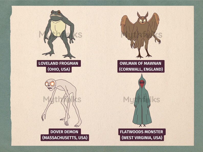 Humanoid Cryptids Clipart Illustration Pack Vol. 1 - Hand-drawn, Hi-res ...