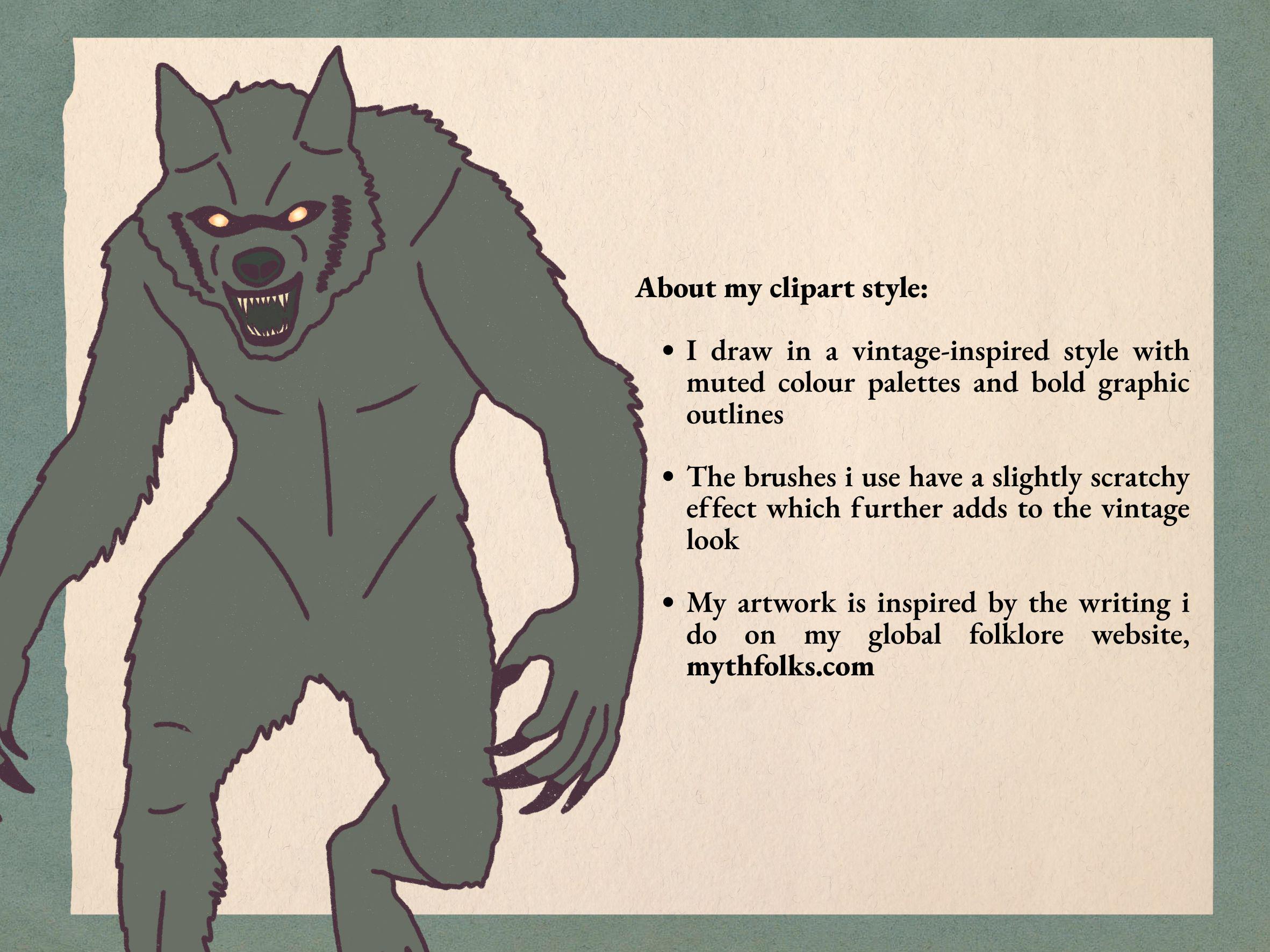 Humanoid Cryptids Clipart Illustration Pack Vol. 1 - Hand-drawn, Hi-res ...
