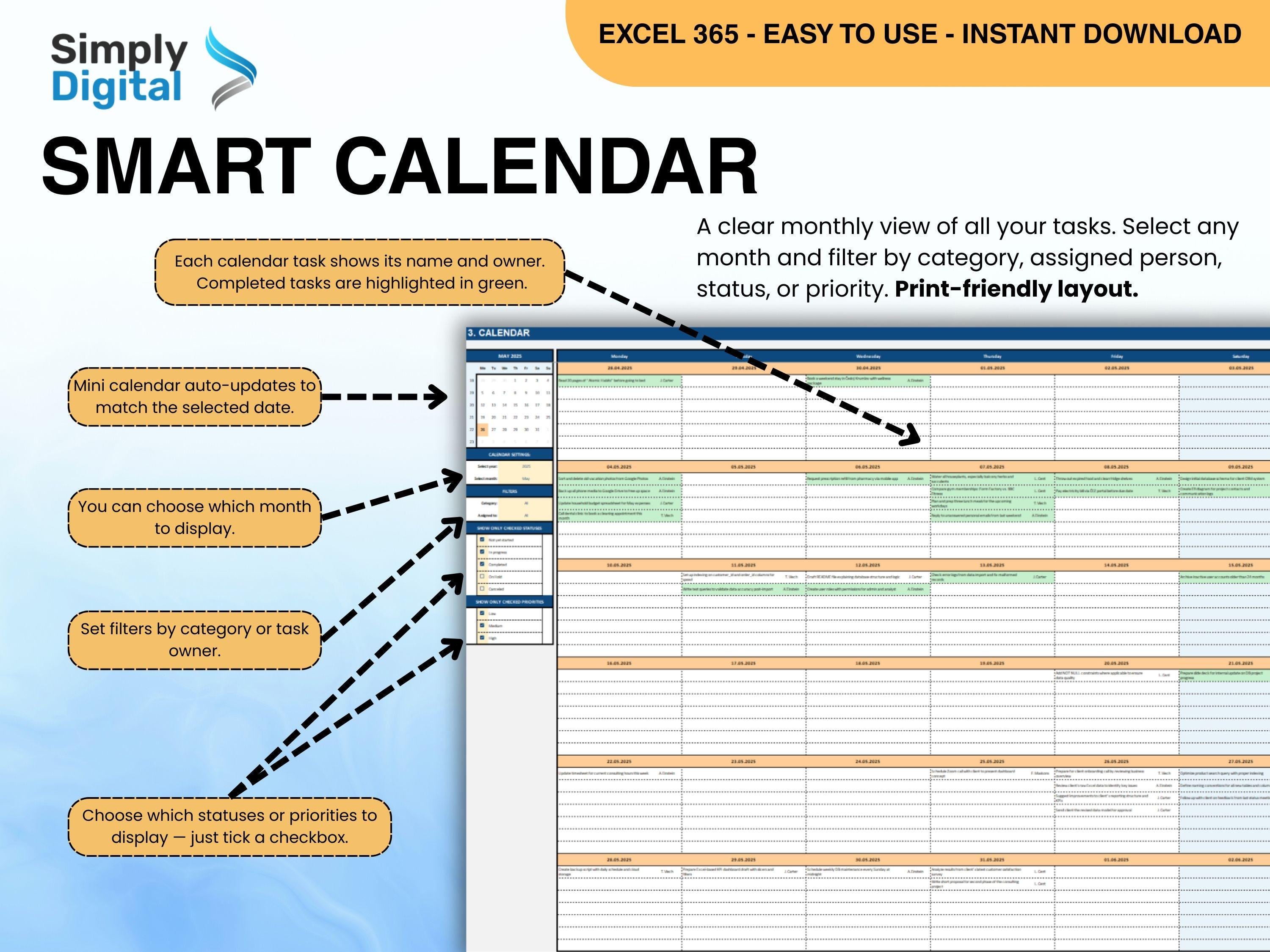 Task Tracker Excel Template: Team Project Management and Organization ...