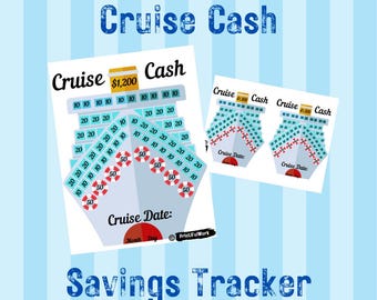 Planificador de desafíos de dinero para vacaciones en crucero, rastreador de ahorros, imprimible