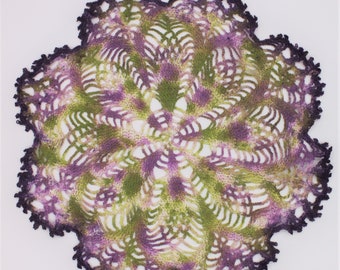 Hand Dyed Doily - Purple Green Lavender White Avocado Placemat Home Table Decor Unique Crochet Doilies Mother Hostess Gift 0407