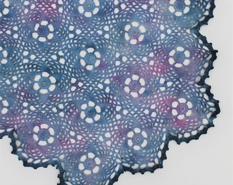 Hand Dyed Doily - Navy Blue Pink Turquoise Purple Home Table Top Decor Unique Crochet Doilies Hostess Gift 0310