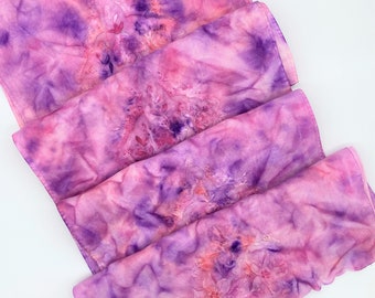Hand Dyed Linens - Vintage Set of 4 Pink Purple Coral Upcycled Home Placemats Gift Dresser Table Decor Teen Mother Mom Gift 0127