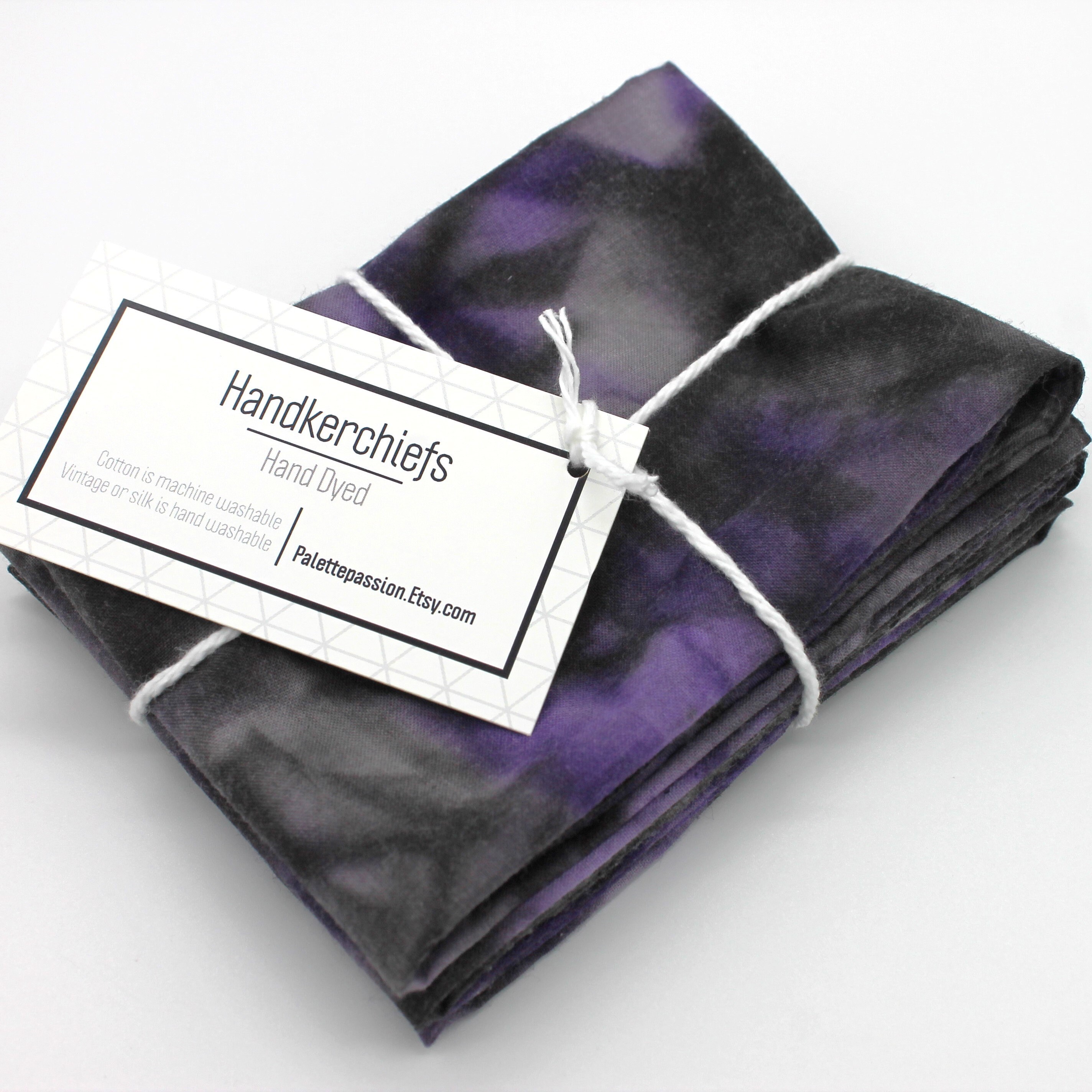 Juego de 3 pañuelos reutilizables de algodón ecológicos, sin residuos, para hombre, mujer, abuelo, papá, morado, negro, gris, 0315