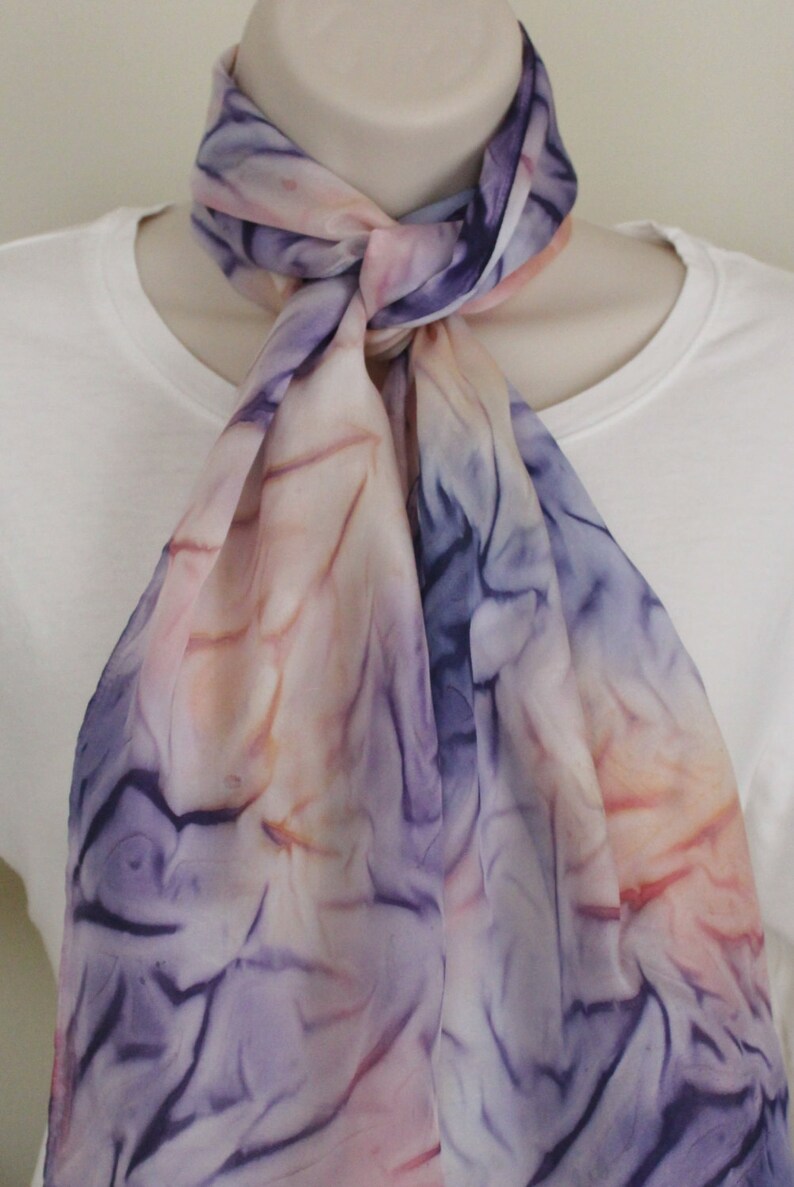 Hand Painted Silk Scarf Handpainted Scarves Navy Pink Blue Etsy