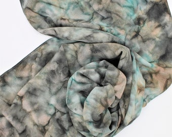 Hand Dyed Bamboo Scarf - Turquoise Blue Brown Black Tan Beige Aqua Unique Ladies Scarves Gift Soft Rayon Hand Painted 1220