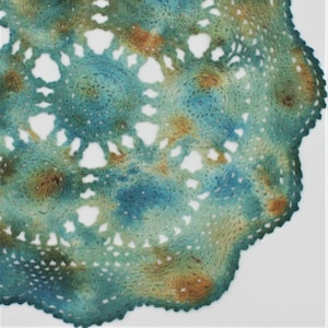 Hand Dyed Doily Teal Turquoise Blue Orange Rust Mustard Gold Jade Placemat Home Decor Table Crochet Doilies Mother Gift 0103 image 1