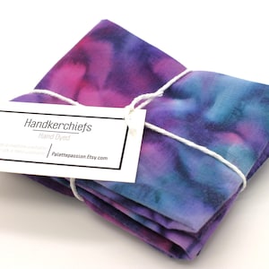 Zero Waste Reusable Handkerchiefs Set of 3 Hankies - Eco Friendly Cotton Tissues Mens Ladies Grandpa Dad Gift Blue Pink Purple 0902