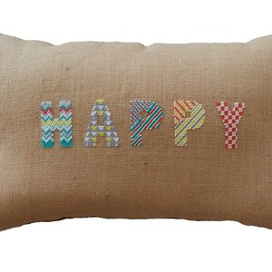 Cross stitch pattern, monogram, HAPPY