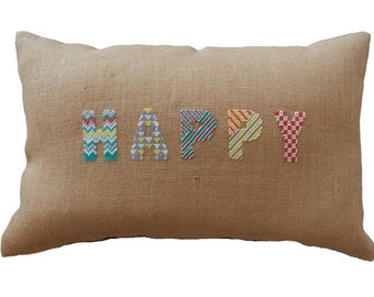 Cross stitch pattern, monogram, HAPPY