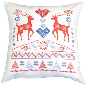 Scandinavian Cross stitch pattern PDF, Nordic Folk Embroidery Design, Fair Isle Stags, Anette Eriksson Design Studio