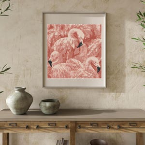 FLAMINGO, cross stitch pattern, Anette Eriksson, bird, pink, tropical