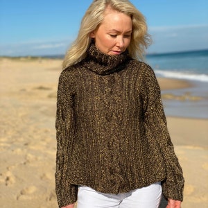 Knitting pattern, CABLE ROLL NECK image 1