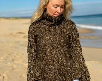 Knitting pattern, CABLE ROLL NECK