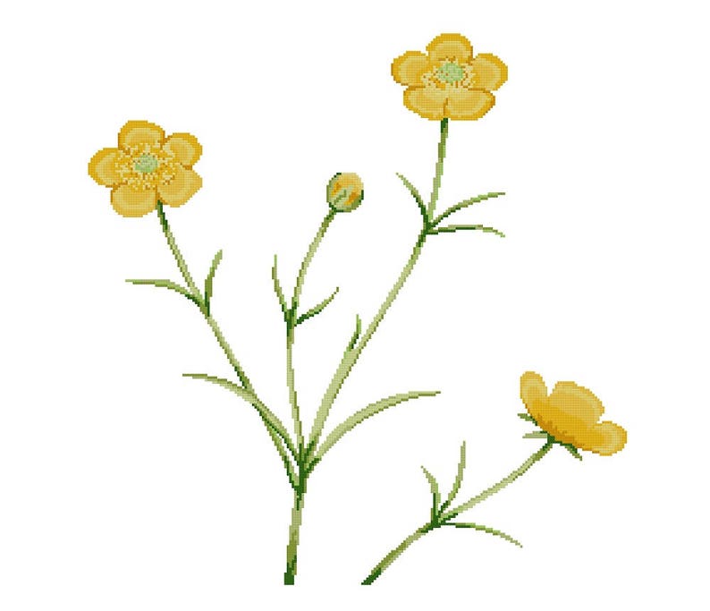 cross stitch,flowers,cross stitch pattern,needlepoint,embroidery,yellow,anette eriksson,swedish,scandinavian,diy Cross stitch kit BUTTERBUP