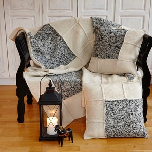 COSY THROW, Anette Eriksson, knitting patterns, ecru, black