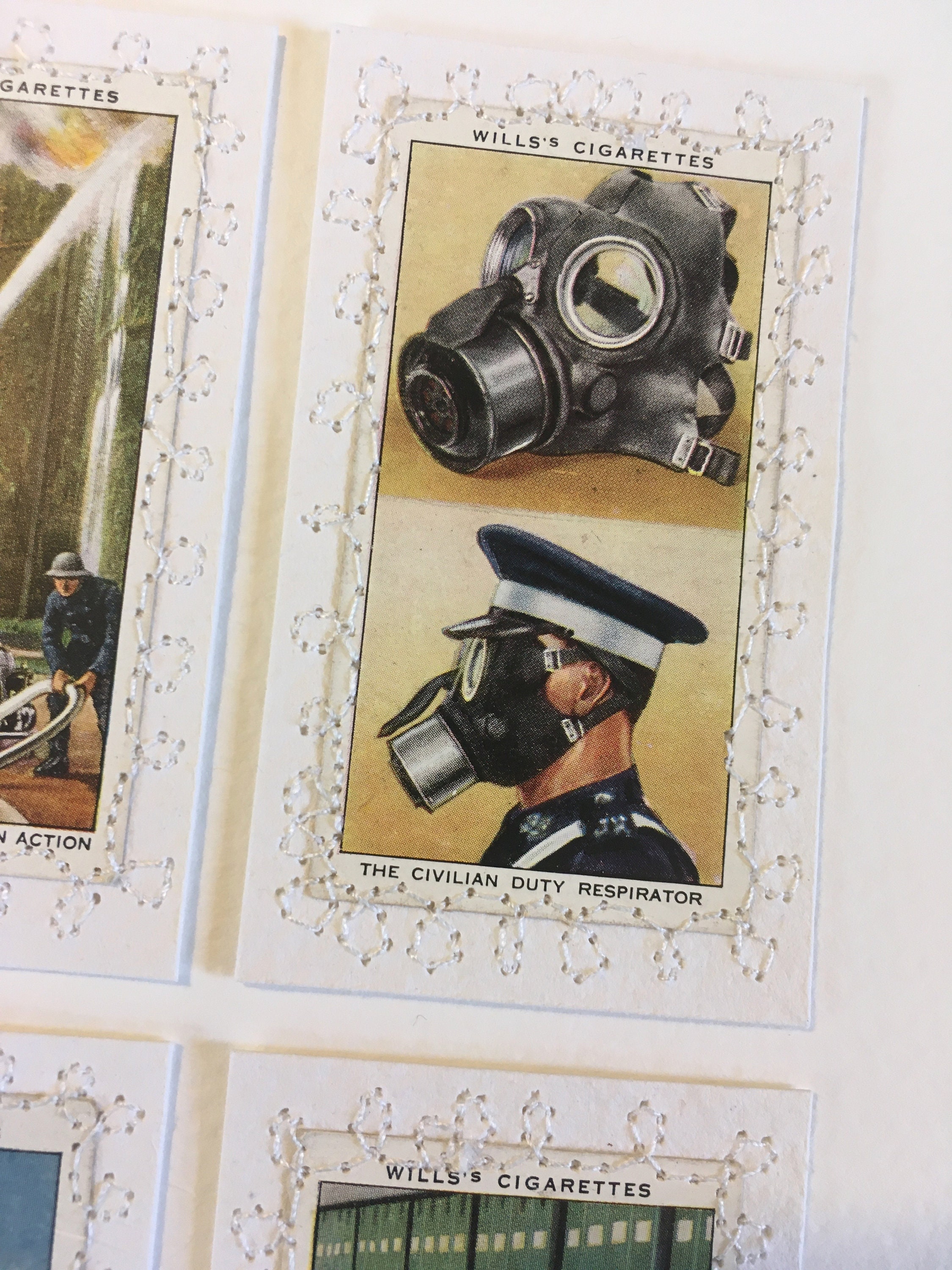 wills cigarette cards air raid precautions Air Raid Precautions - Vintage Will's Cigarette Cards - Collaged,  Embroidered and Framed. Great Gift for a 1940's Enthusiast