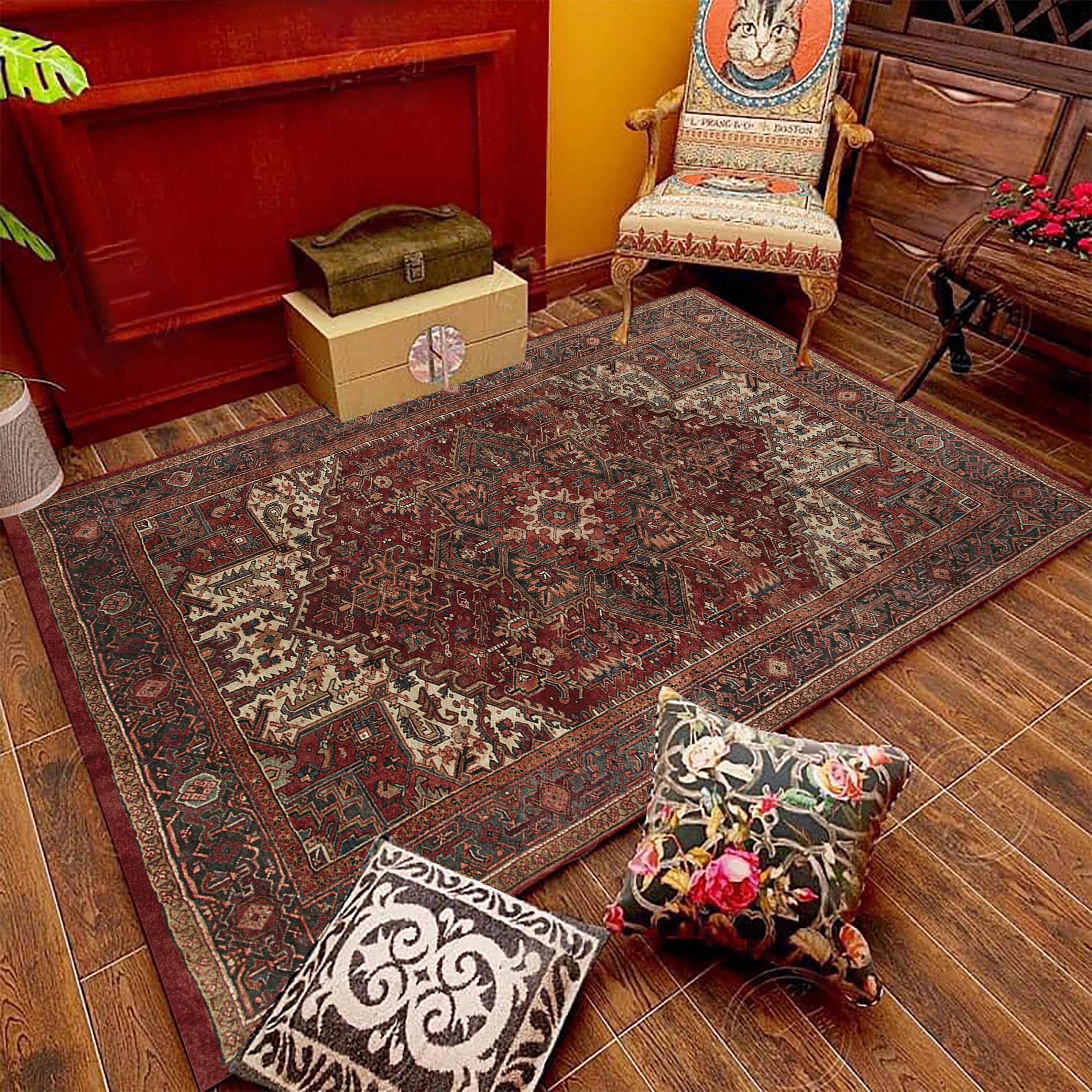 Brown Vintage Distressed Rug, Persian Traditional Carpet, Oversize Rectangle Floor Rug,   Area Rugs For Living Room, Kitchen Runner Rug 3x10