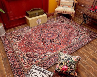 Rood bloementapijt in Turkse stijl: vintage keukenloper, bloemendesigntapijt