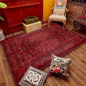 Red Rug, Oriental Red Rug, Persian Vintage Style Rug, Area Rugs For Living Room, Oversize Red Carpet, Hallway Runner Rug, Traditional Rug