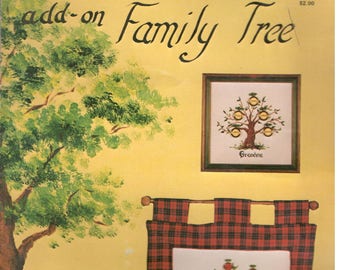 Folleto con patrón de punto de cruz vintage de los años 80 para añadir al árbol genealógico de los abuelos (Hutspot House BK4230)