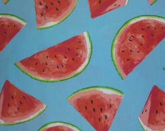 Watermelon Slices Novelty Print Blue Canvas Weight Indoor Outdoor Home Decor Fabric Berkshire Home 54" x 90" F0025