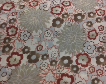 Floral Print Clothing Fabric for Clothing Sage Green Rust 2 pc 43" wide  F0032