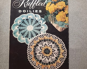 Libro de patrones de tapetes con volantes vintage de los años 40, American Thread Co., libro 143, Blossom Tea Time, Sunburst Sea Shell, Bk4206