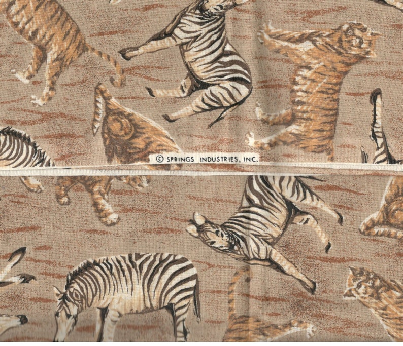 Vintage Animal Print Quilt Fabric Safari Zebra Tiger Brown Etsy