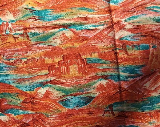 Southwestern Desert Print Fabric for Quilting Crafts Brown Turquoise 30 ...