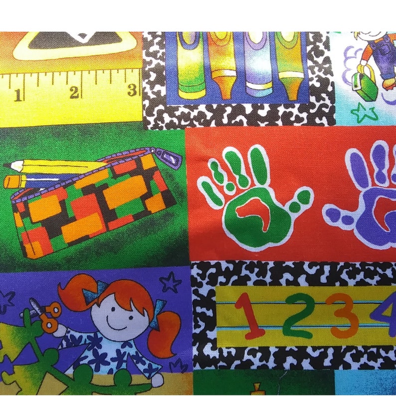 School Themed Fabric Kinder Kids Patch Classroom Print Etsy