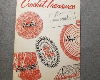 Patrón de tesoros de ganchillo vintage de los años 40. ¿Te has preguntado por tapetes, platos calientes, alfombras, colchas y manteles? Libro de tesoros de estrellas 126 Bk4203
