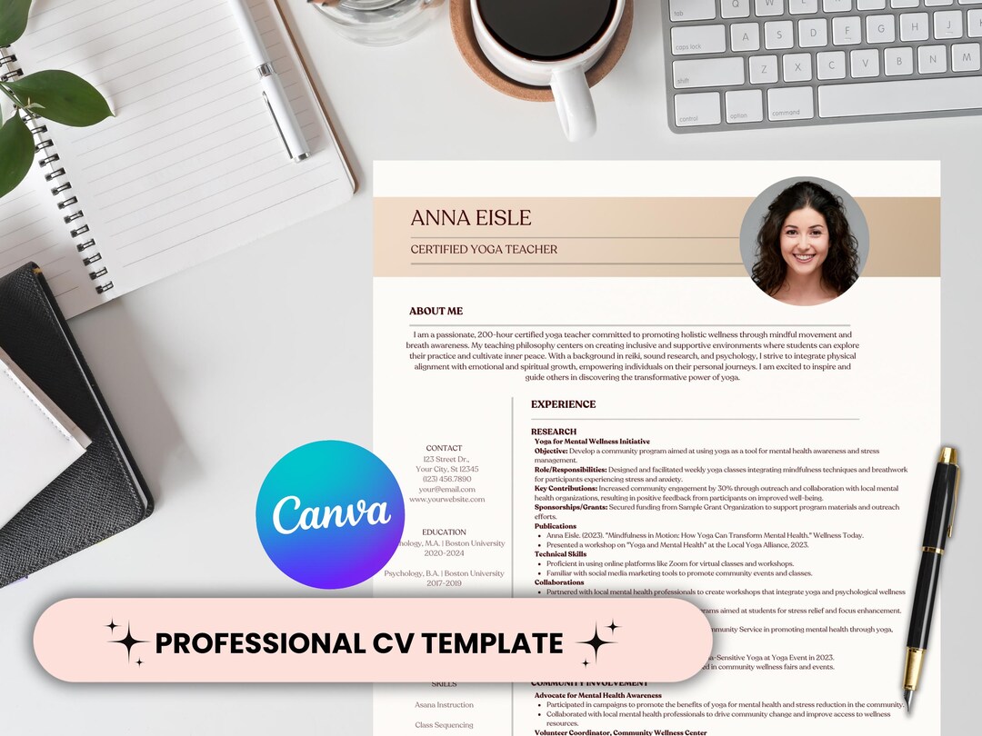 Cv Resume Template, Cv Canva Template, Editable Canva Template, Cv Temp