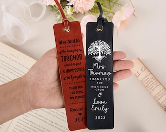 Marcapáginas de cuero personalizado para profesores, regalo de agradecimiento para profesores, marcapáginas para la vuelta al cole, marcapáginas de biblioteca, regalo de agradecimiento, regalo para amantes de los libros.