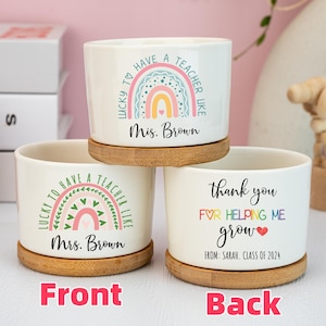 Maceta personalizada para profesor, maceta arcoíris personalizada, regalos de agradecimiento para el profesor, regalo de agradecimiento para el profesor, regalo de fin de curso para el profesor.