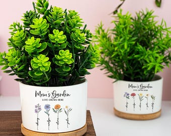 Personalisierter Geburts-Blumentopf, kundenspezifischer Omas Garten-Mini-Blumentopf, Mutter-Oma-Geschenken, Muttertagsgeschenk, Geburtstagsgeschenk für Mutter-Oma-Nana