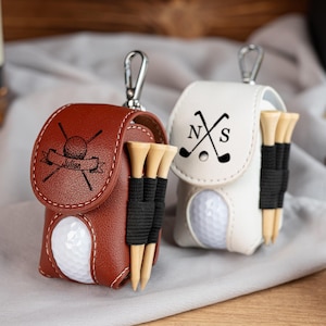 Personalised Golf Ball Bag,Mini Golf Ball Holder,Leather Golf Ball Bag,Stylish Pouch for Golf Balls,Tees Holder,Golf Gifts,Golf Travel Bag
