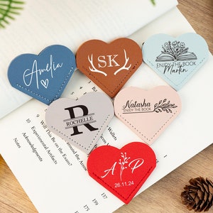 Personalised Heart Page Corner Bookmark,Custom Leather Heart Bookmark with Name,Gifts for Reader Lover,Reading Gifts,Christmas Gifts for Her