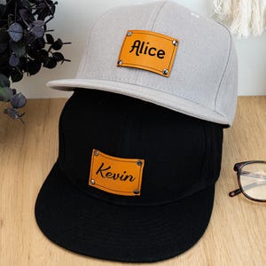 Custom Leather Patch Hat for Dad,Personalised Dad Patch Hat,Dad Birthday Gift,Custom Father&#39;s Day Gift,Trucker Hat,Snapback Hat,New Dad Gift