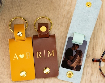 Personalised Photo Keyring,Vegan Leather Photo Keychain,Wedding Photo Keychain,Birthday Gift,Anniversary Gift,Valentines Day Gifts for Her