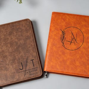 Personalised Leather Portfolio With Zipper,Custom Leather Refillable Portfolio,Engraved Journal,Monogram Leather Portfolio,Business Gifts
